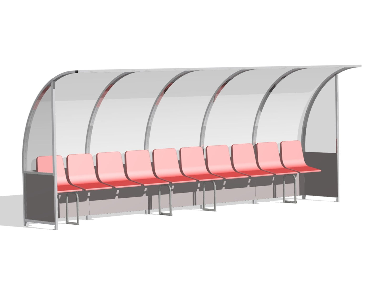 Powershot Spielerkabine "PRO" - Auswechselbank - 3 m - 6 Sitze (Holzbank) - machsport