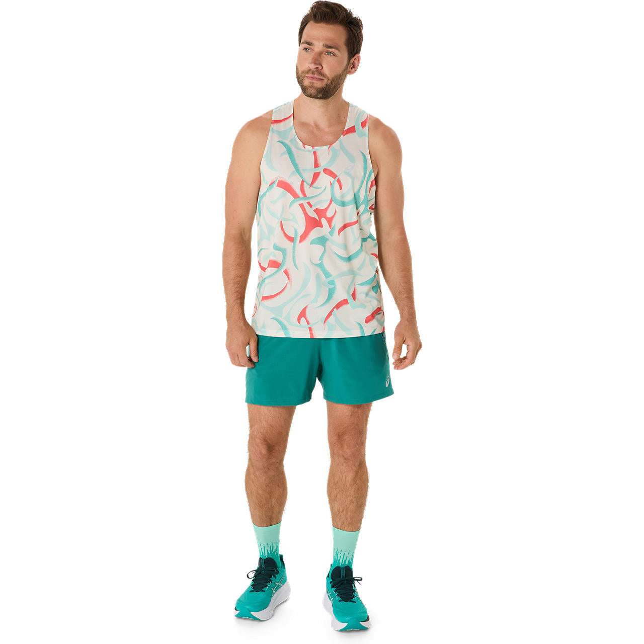 Asics Herrenlaufshirt Road All Over Print Singlet - machsport