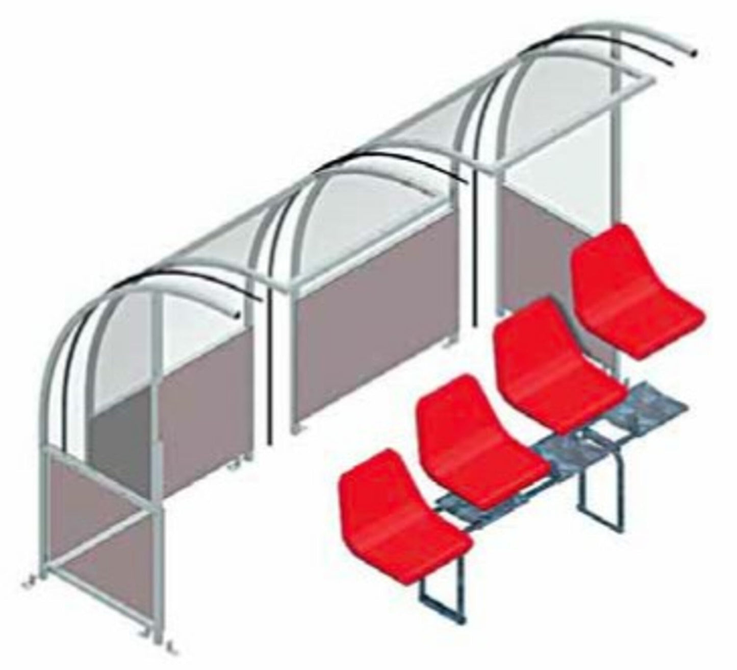 Powershot Auswechselbank - Spielerkabine - 4m - 8 Sitze (PVC) - machsport