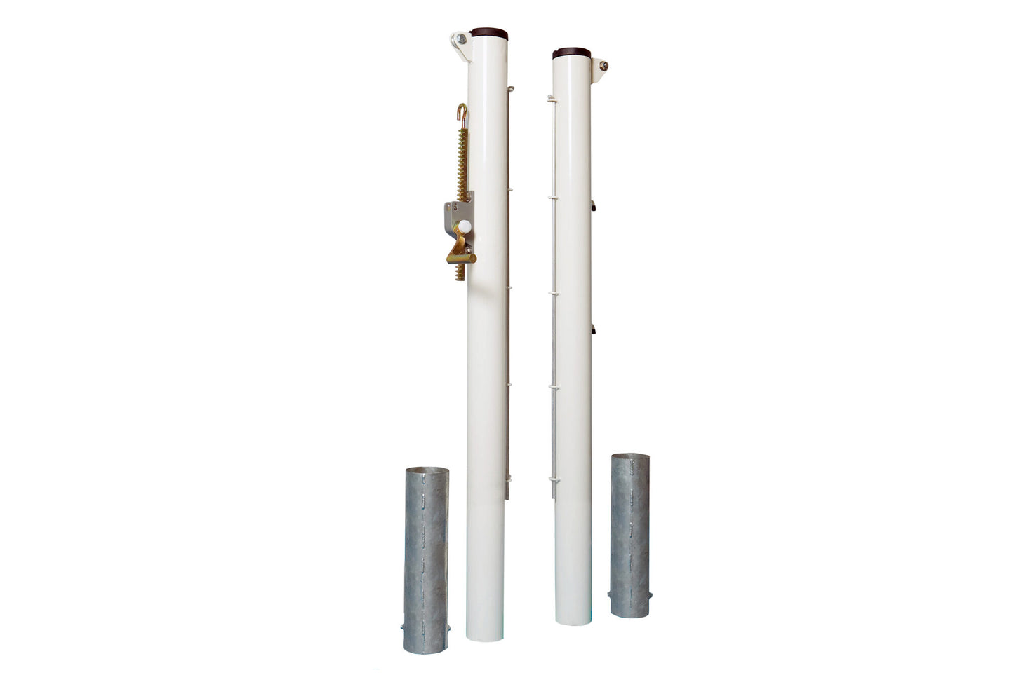 Powershot Tennispfosten mit Bodenhülsen, Spannmechanik außen - machsport