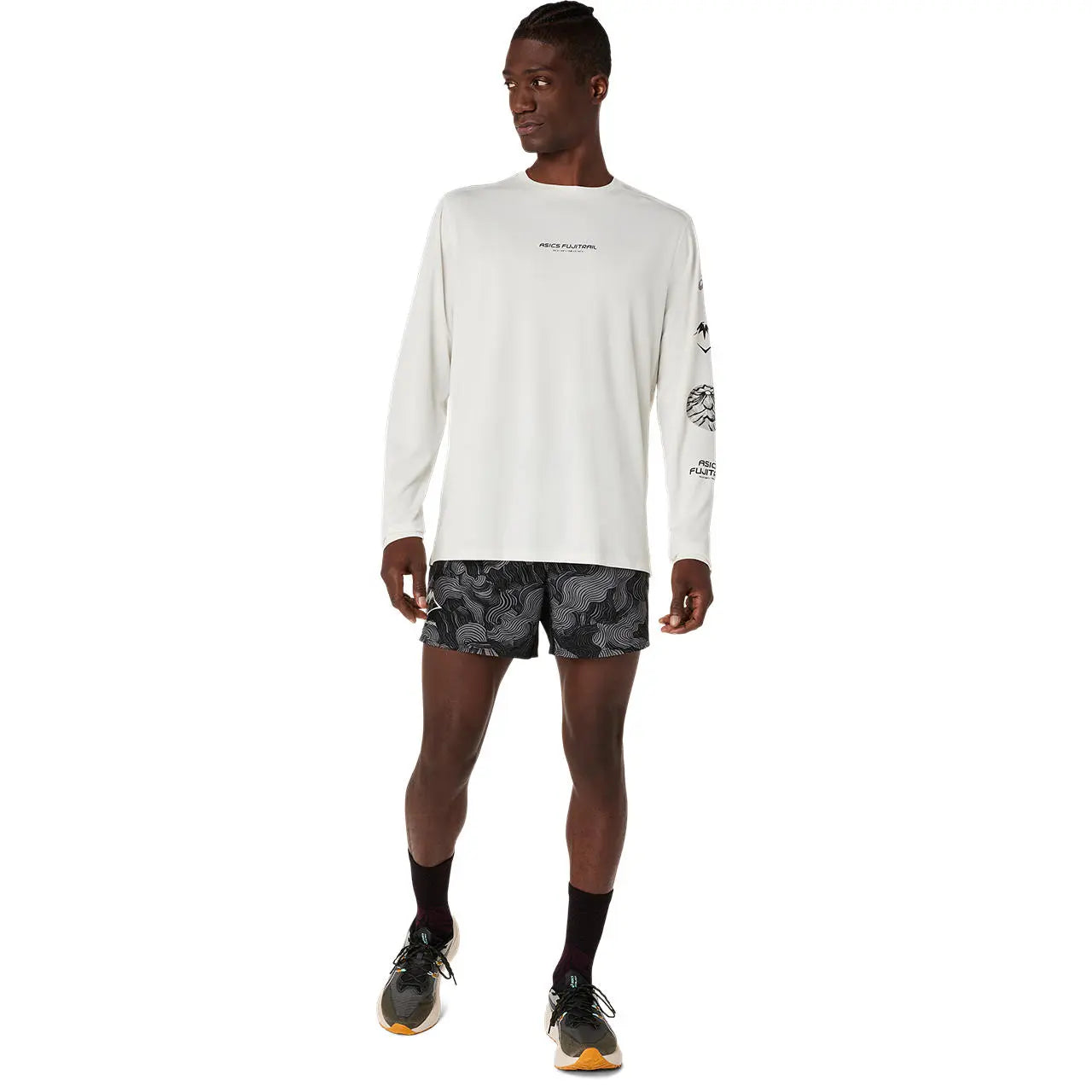 Asics Herrenlaufshirt Fujitrail Logo LS Top, Cream
