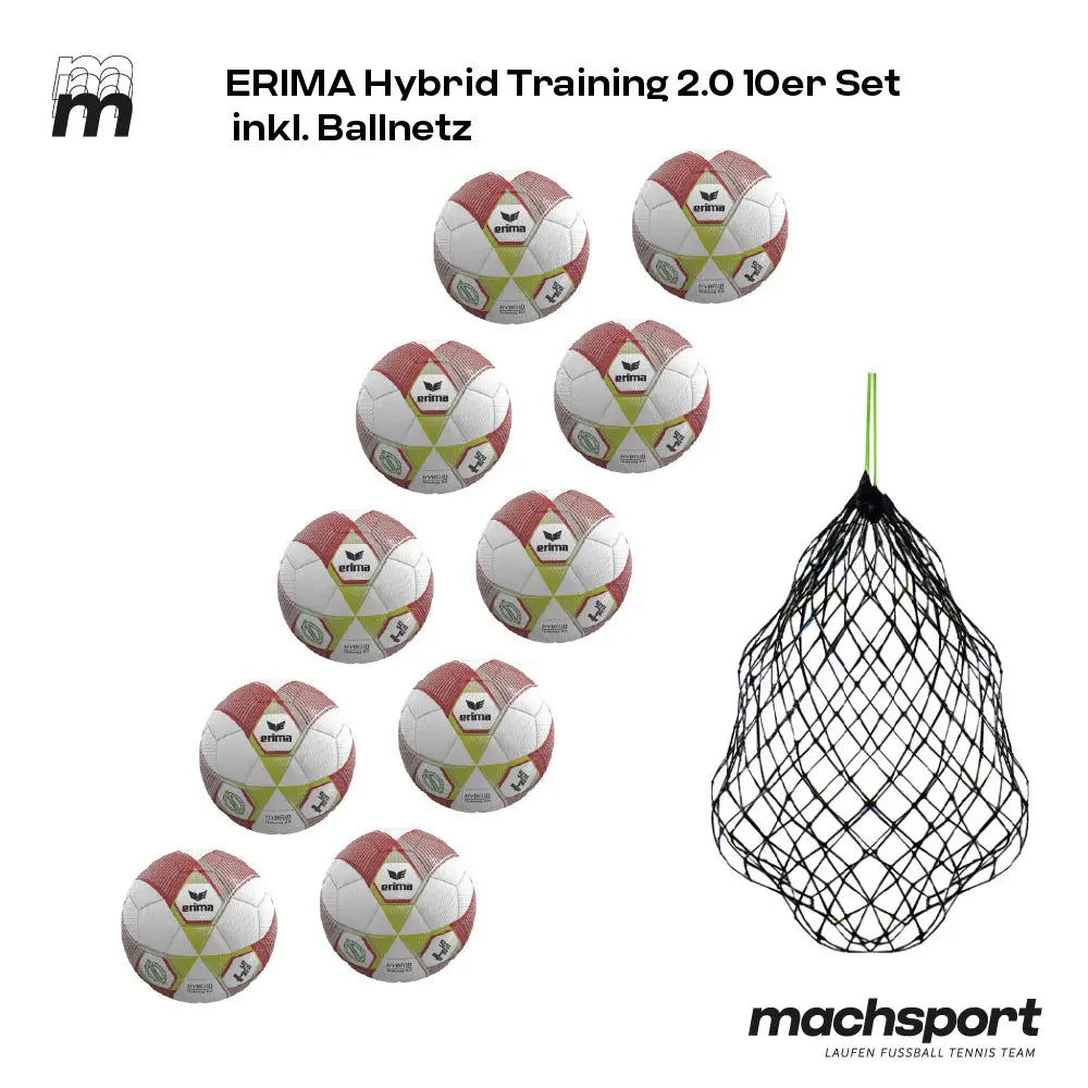 Erima Hybrid Training 2.0 10er-Set inkl. Ballnetz - machsport