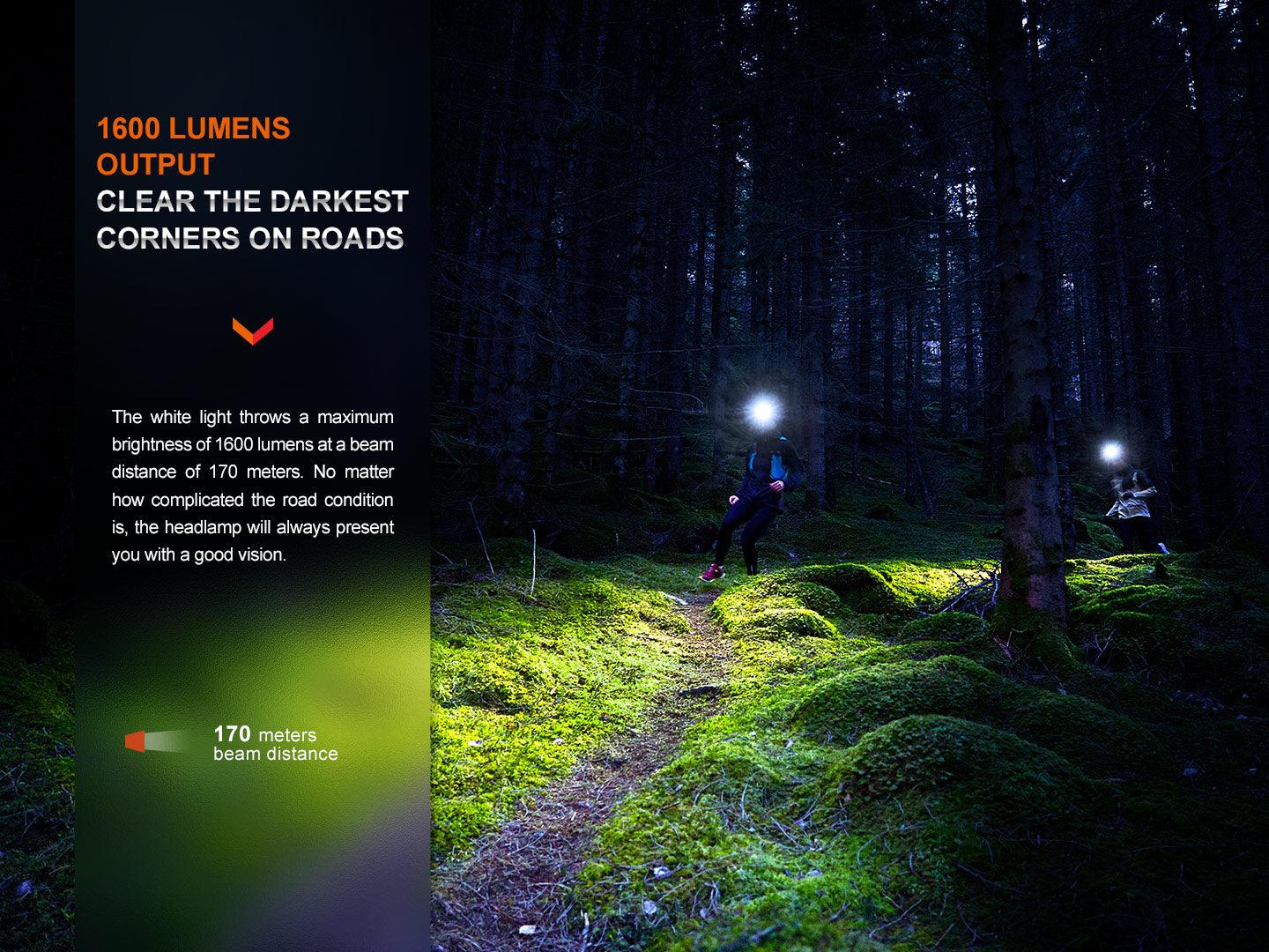 Fenix HM65R-T V2.0 Leichte Magnesium-Stirnlampe für Trailrunning, Skitouren 1600 Lumen
