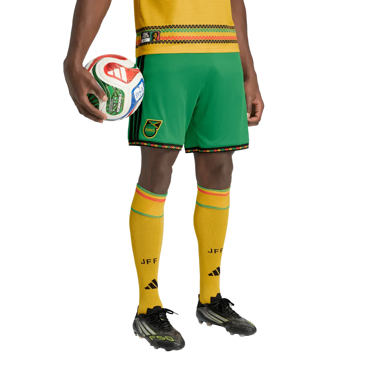 Jamaika Herrenfußballhose Homeshort 2026, Bob Marley, Heimshorts mit Climacool für Spiel und Fanmomente - machsport