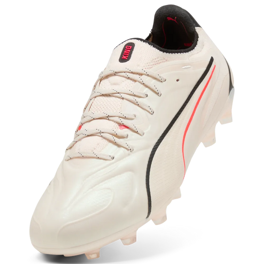 Puma Fußballschuhe King 20 Ultimate FG, Sugared Almond-PUMA Black-Ultra Red – Rückansicht – weiß / 41
