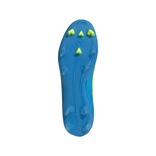 Adidas Fußballschuhe F50 League LL FG/MG, laceless Speed-Schuh für festen Boden und Kunstrasen mit Sprintplate 360 – Rückansicht – blau / 46 2/3