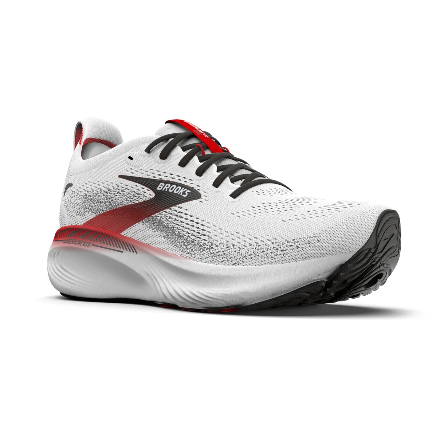 Brooks Herrenlaufschuhe Adrenaline GTS 25 White/Black/Red, Stabilitätsschuh mit GuideRails Support