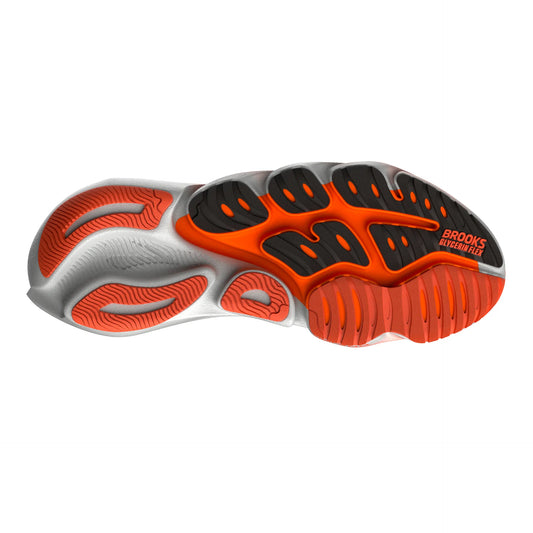 Brooks Herrenlaufschuhe Glycerin Flex Black/Orange, flexibler Laufschuh für Straße, Long Runs und Workouts – Rückansicht – schwarz / 42