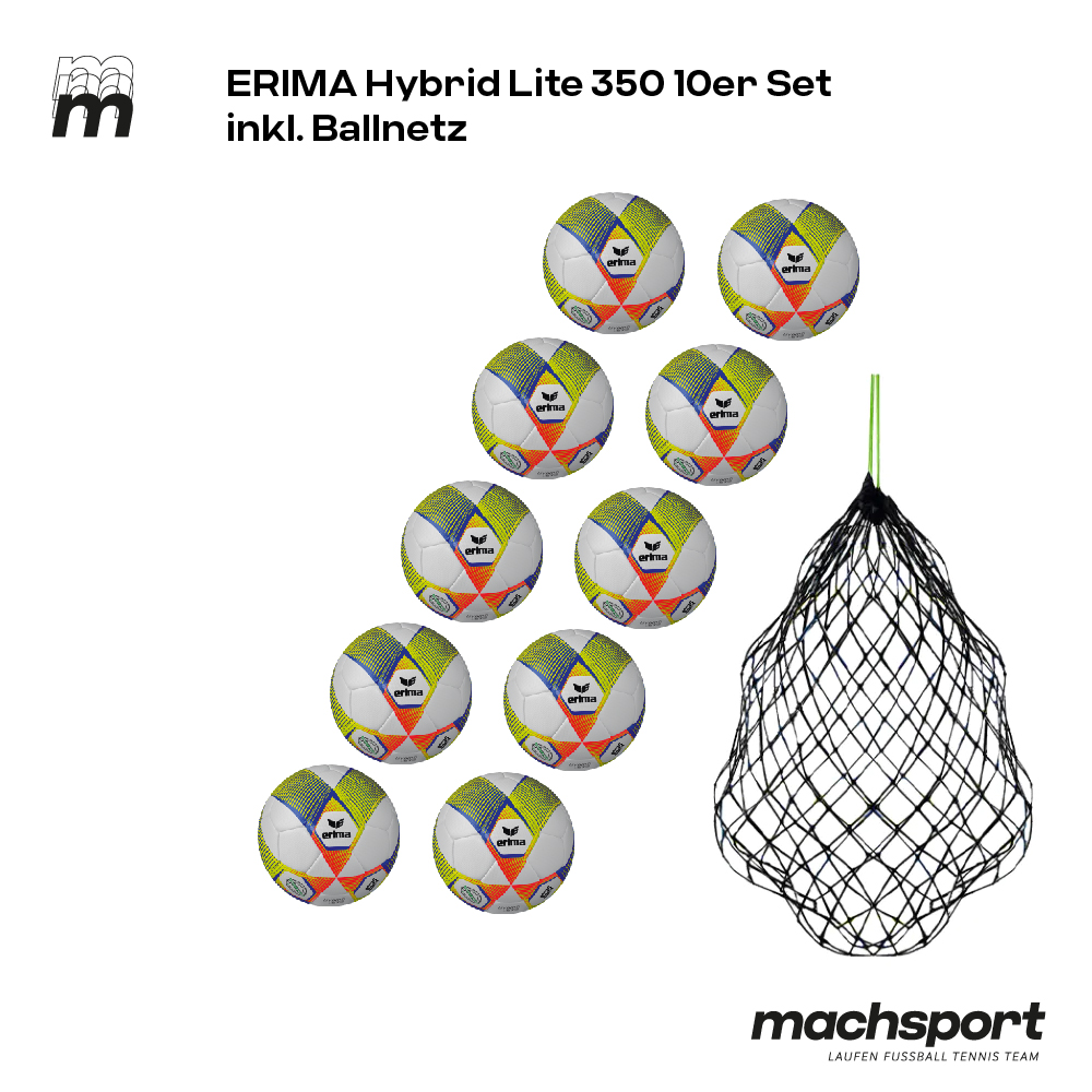 Erima Hybrid Lite 350 10er-Set inkl. Ballnetz - machsport