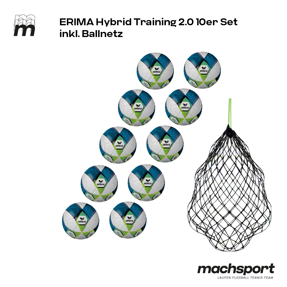 Erima Hybrid Training 2.0 10er-Set inkl. Ballnetz - machsport