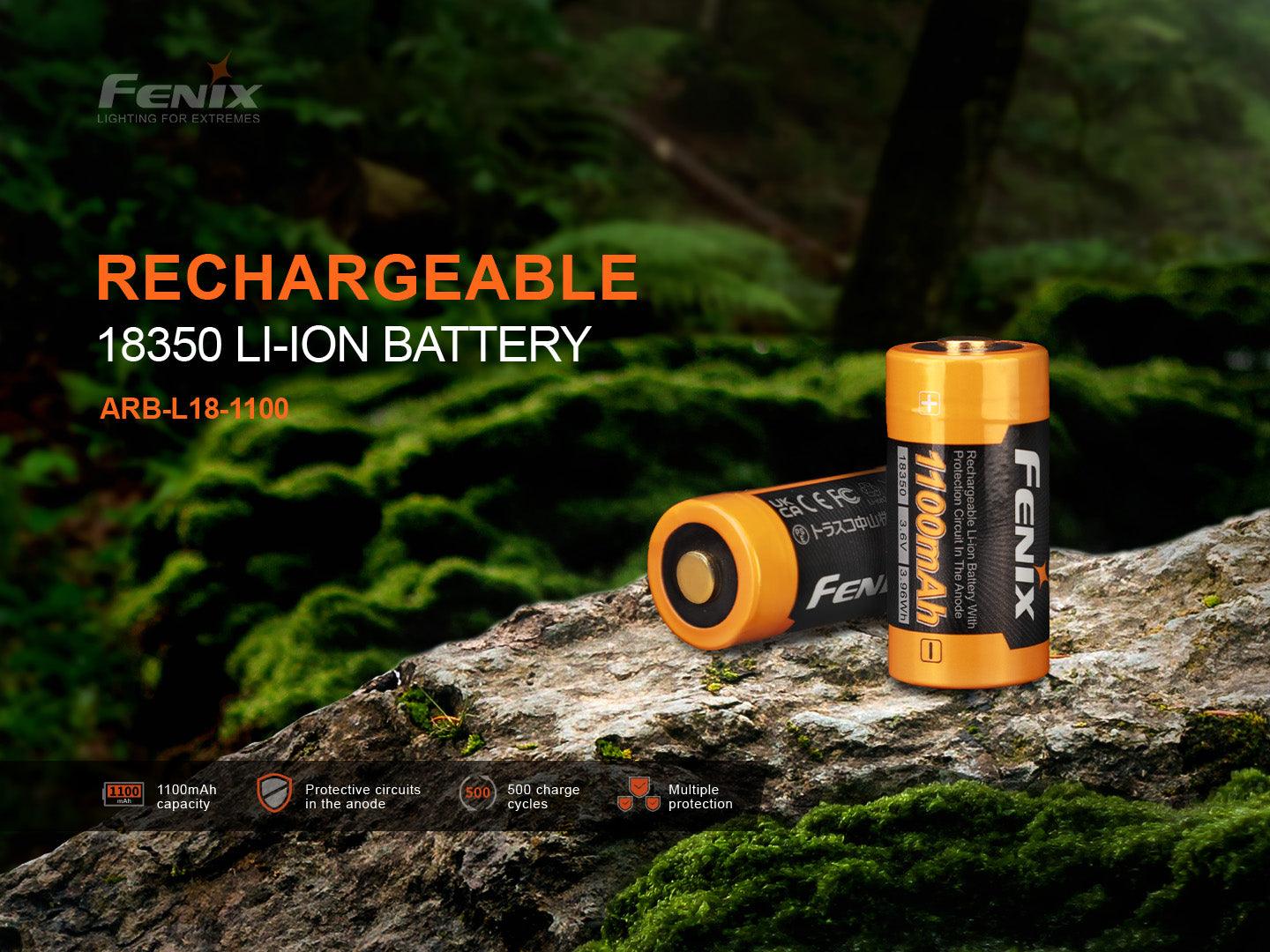 Fenix ARB-L18-1100 - Wiederaufladbarer 18350 Li-Ion-Akku (1100 mAh) – Bild 