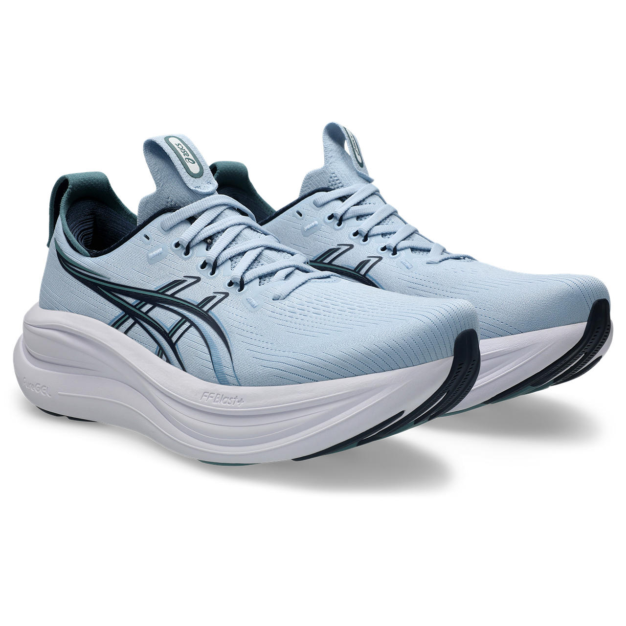 Asics Herrenlaufschuhe Gel-Nimbus 28 Solid Air/Midnight, neutraler Komfort-Laufschuh mit maximaler Dämpfung