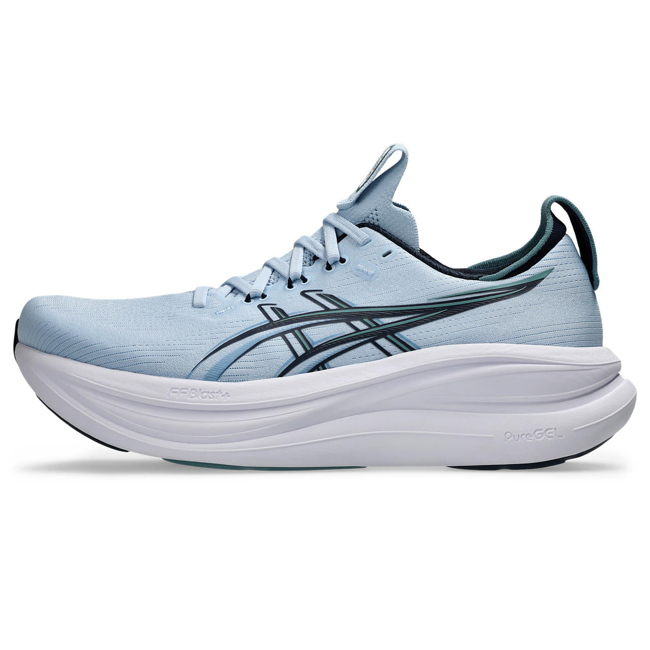 Asics Herrenlaufschuhe Gel-Nimbus 28 Solid Air/Midnight, neutraler Komfort-Laufschuh mit maximaler Dämpfung – Bild 