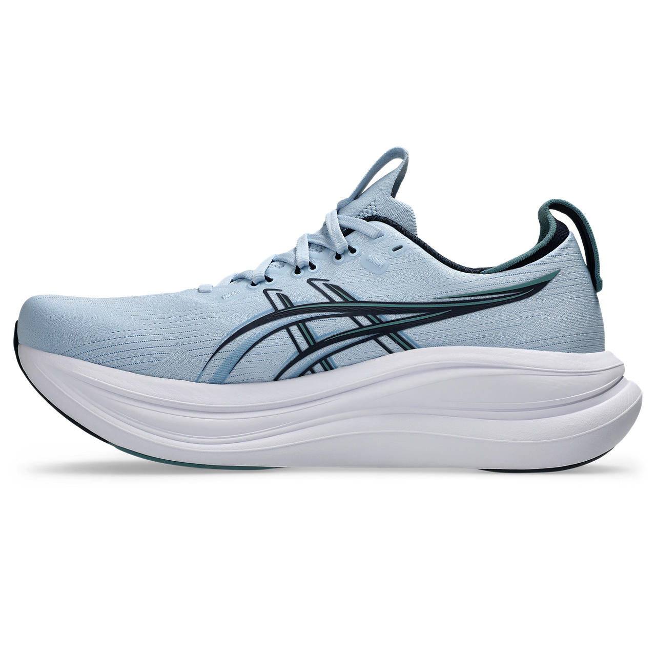 Asics Herrenlaufschuhe Gel-Nimbus 28 Solid Air/Midnight, neutraler Komfort-Laufschuh mit maximaler Dämpfung