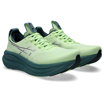 Asics Herrenlaufschuhe GEL-Nimbus 28 Illuminate Yellow/Foggy Teal, neutraler Komfort-Laufschuh mit maximaler Dämpfung