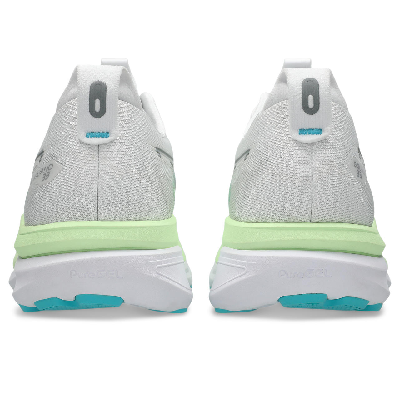 Asics Herrenlaufschuhe Gel-Kayano 33, White/Energy Aqua