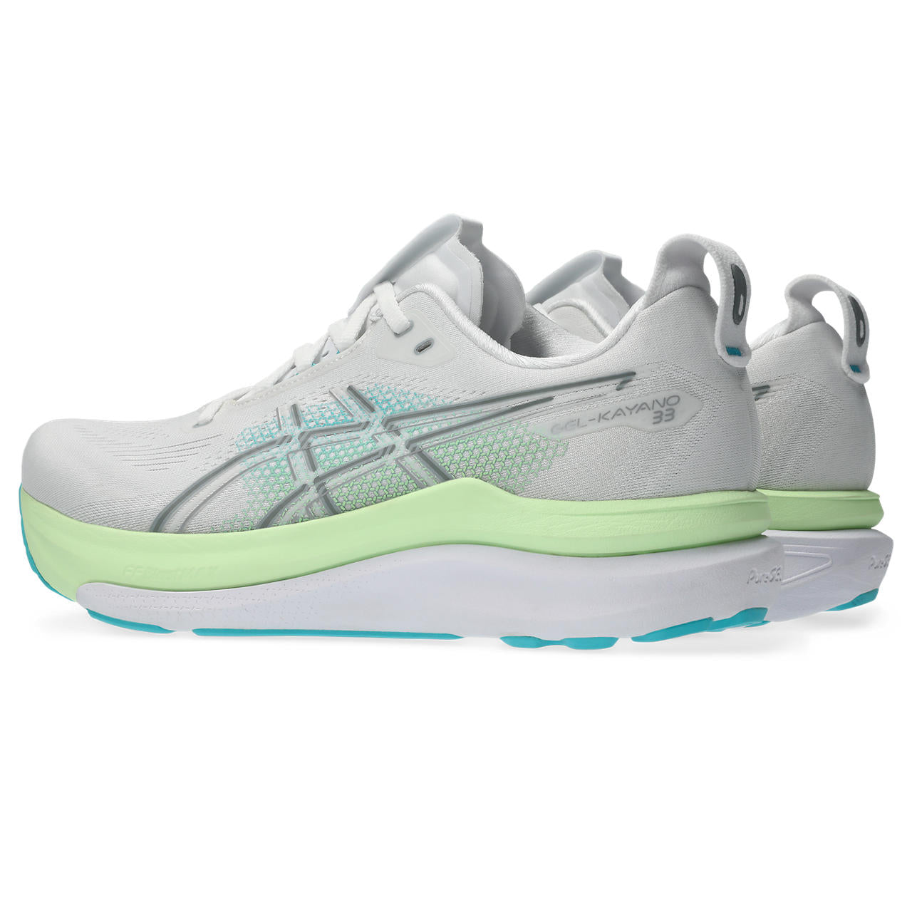 Asics Herrenlaufschuhe Gel-Kayano 33, White/Energy Aqua – Bild 