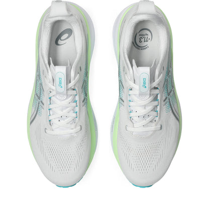 Asics Herrenlaufschuhe Gel-Kayano 33, White/Energy Aqua
