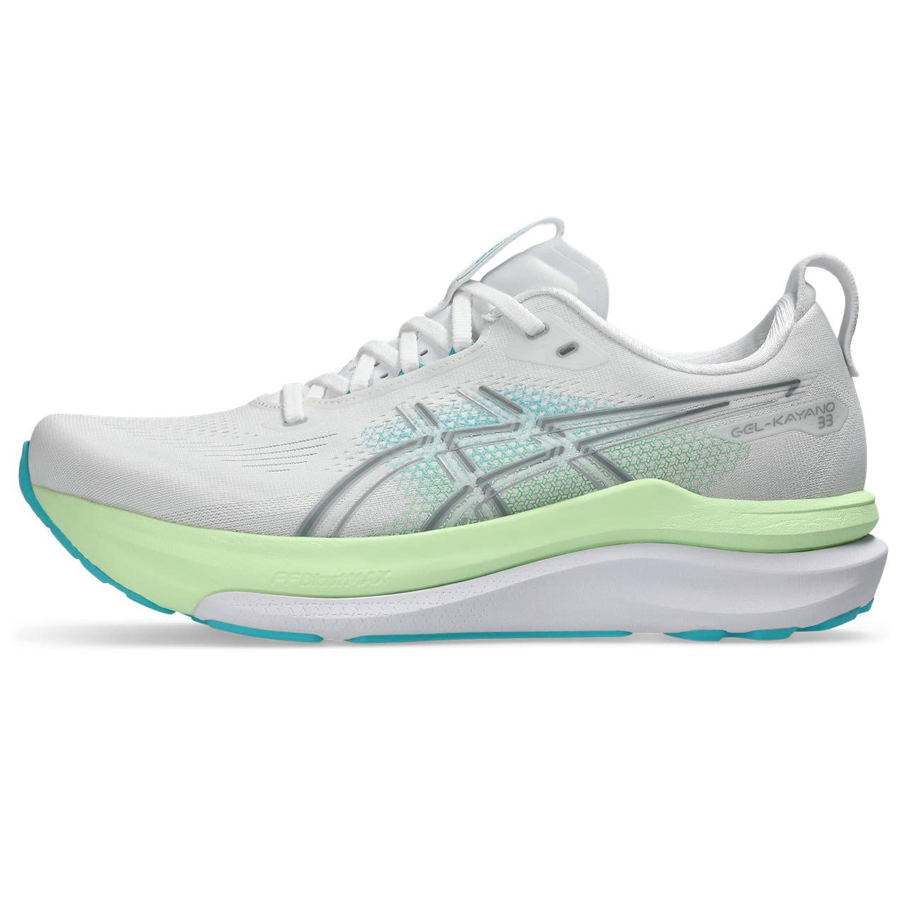 Asics Herrenlaufschuhe Gel-Kayano 33, White/Energy Aqua – Bild 