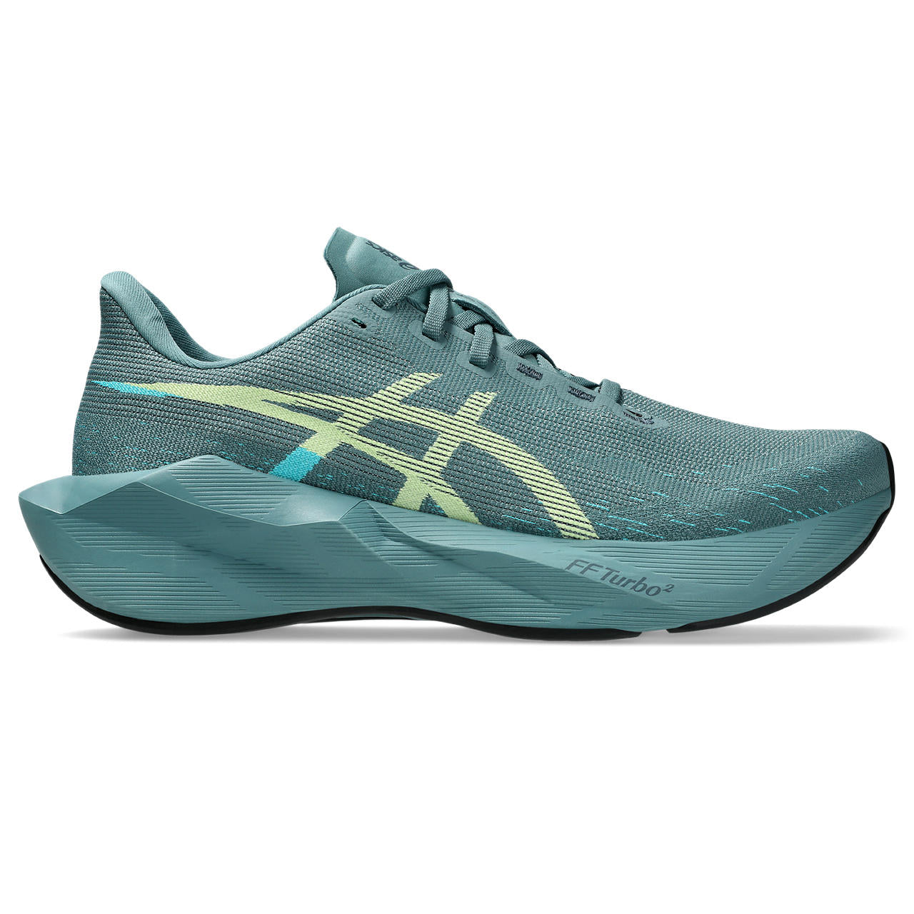 Asics Herrenlaufschuhe Novablast 6, Foggy Teal/Illuminate Yellow – Bild 