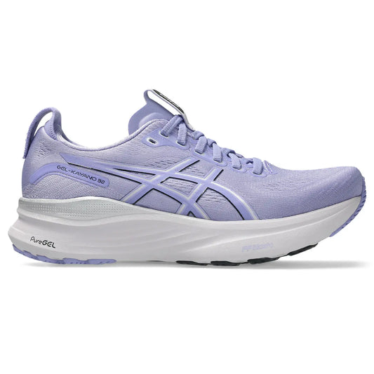Asics Damenlaufschuhe Gel-Kayano 32, Stabilitätsschuh für, White/Seashell – lila / 38