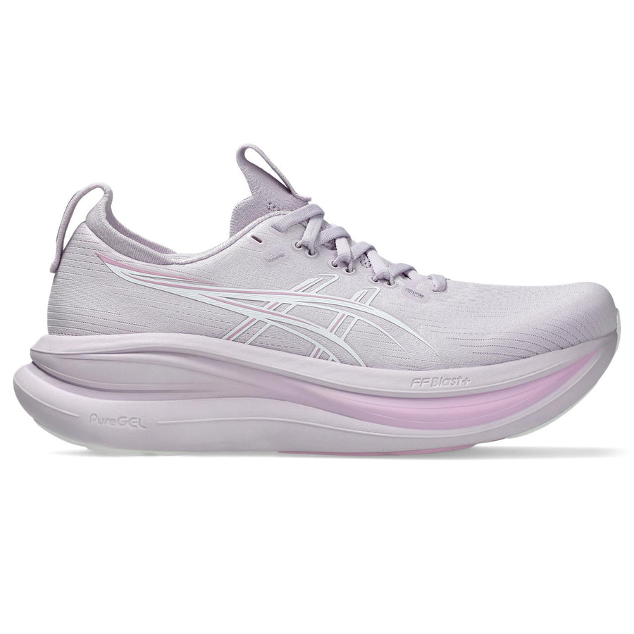 Asics Damenlaufschuhe Gel-Nimbus 28 Dahlia/White, neutraler Komfort-Laufschuh mit maximaler Dämpfung - machsport