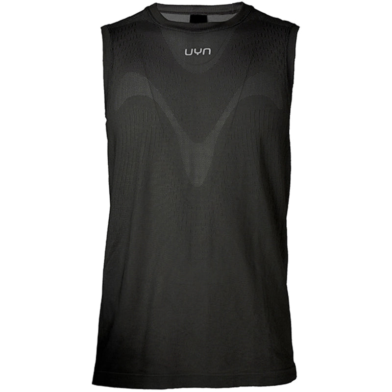 UYN Herrenlaufshirt Running Kymra ärmellos Schwarz, leichtes Running Top mit atmungsaktiver Strickstruktur