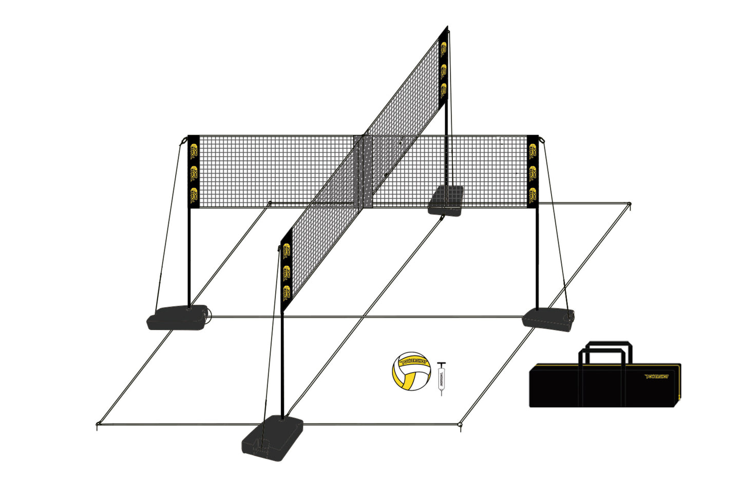 Powershot Volleyball Fun Netz-Set  - Crossover - Höhenverstellbar