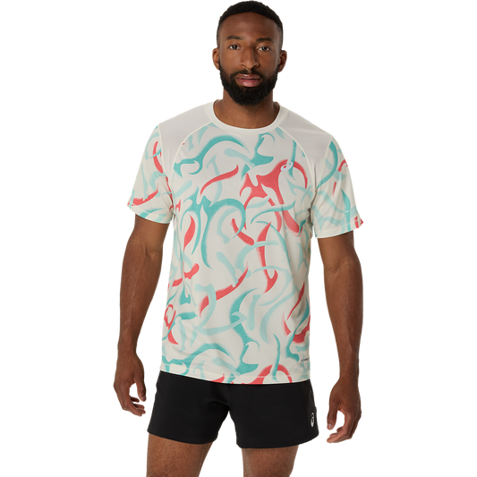 Asics Herrenlaufshirt Road All Over Print SS Top – beige / S