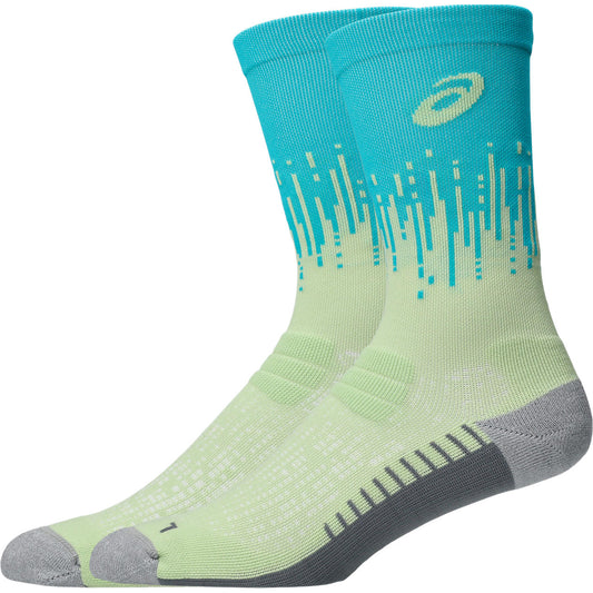 Asics Herrenlaufsocken Performance Run Sock Crew, gedämpfte Laufsocken mit Mesh-Belüftung – hellgrün / 43-46