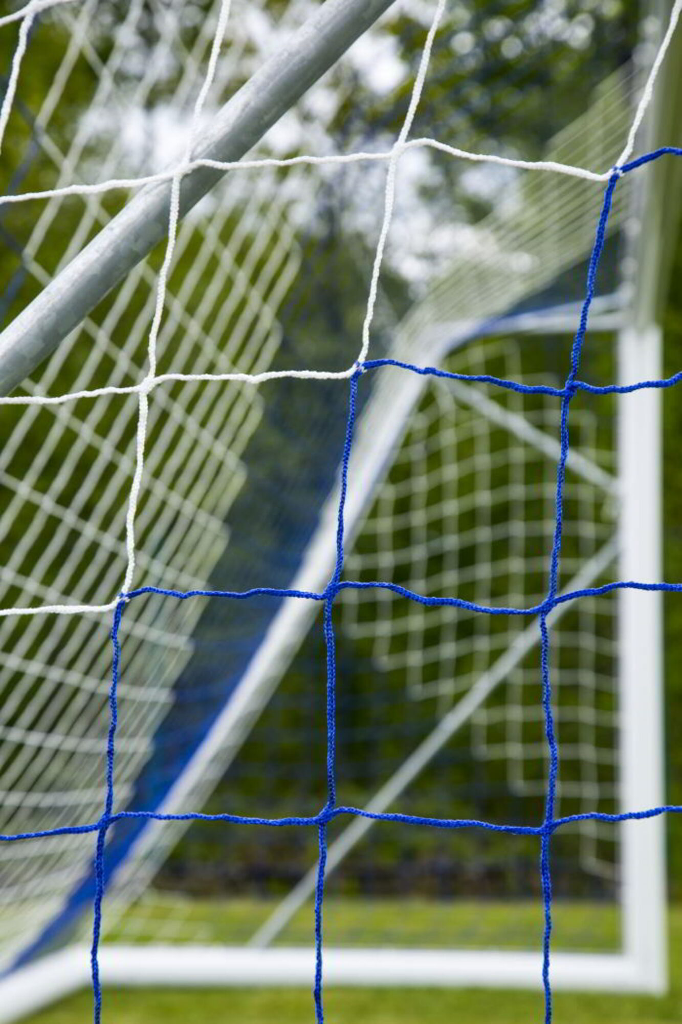 Powershot Fußballnetz - Trapezförmig - 4mm - Weiß/Blau