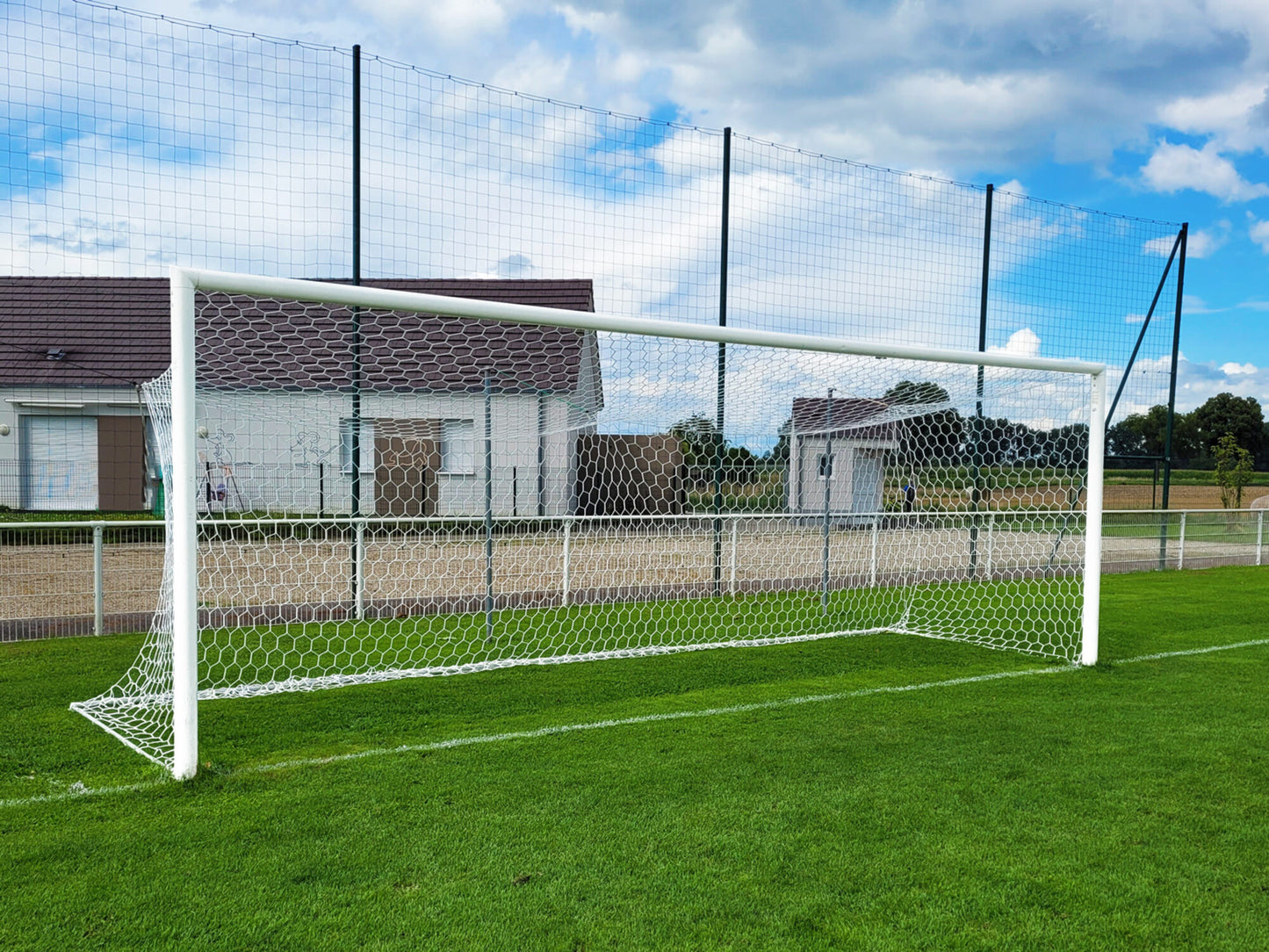 Powershot Fußballnetz - 11er Tor - Wabenförmig - 4mm Weiß/Blau