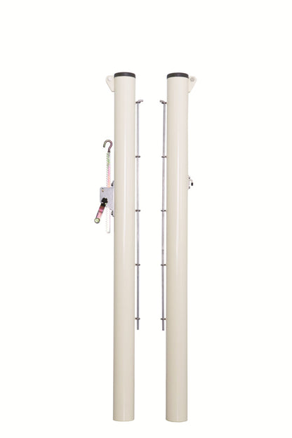 Powershot Tennispfosten mit Bodenhülsen, Spannmechanik außen