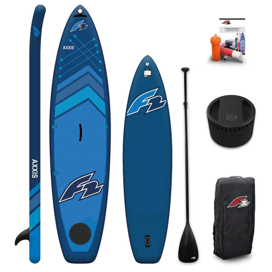 F2 Sup Axxis Smart 10,5'' Navy, aufblasbares SUP Board mit Smart Box und Akku-Pumpe für Touren und Freizeit - machsport