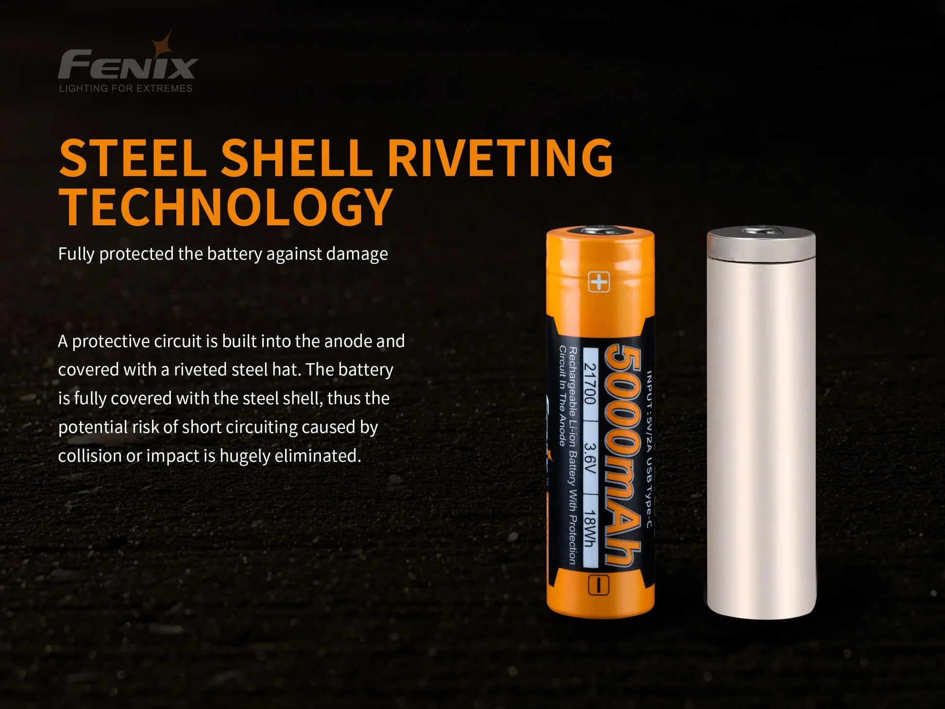 Fenix ARB-L21-5000U – 21700 Li-Ion Akku mit 5000 mAh, inkl. USB C Ladeanschluss – Bild 
