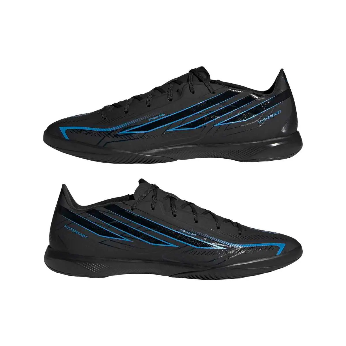 Adidas Hallenfußballschuhe F50 Hyperfast League IN, Core Black / Core Black / Lucid Ray Blue – Bild 