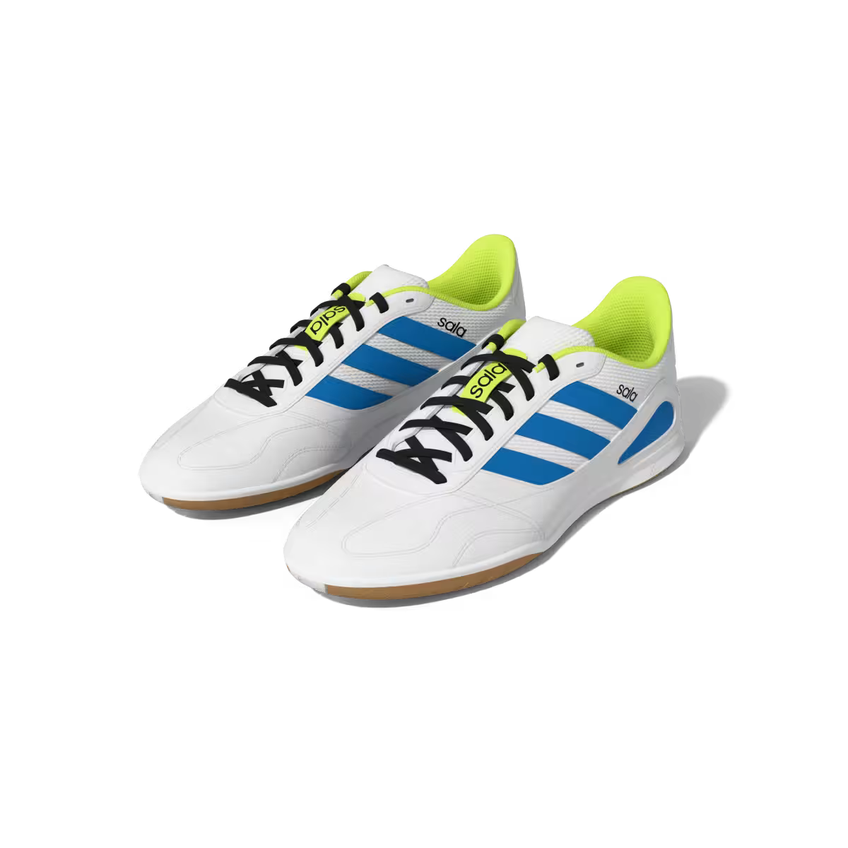 Adidas Hallenfußballschuhe Super Sala III, Cloud White / Lucid Ray Blue / Solar Yellow - machsport