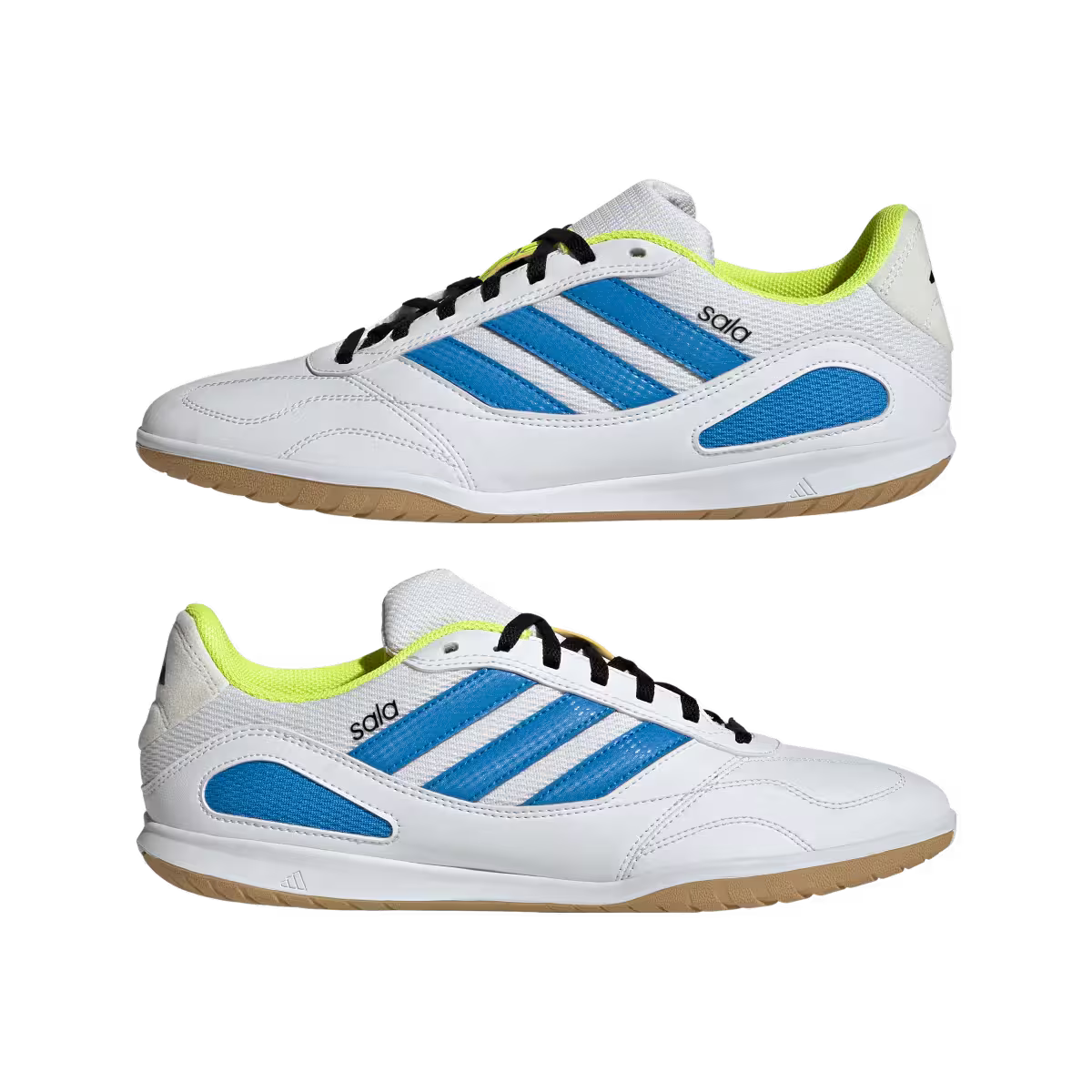 Adidas Hallenfußballschuhe Super Sala III, Cloud White / Lucid Ray Blue / Solar Yellow - machsport – Bild 