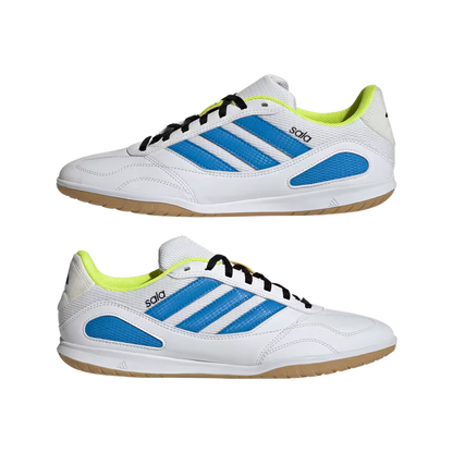 Adidas Hallenfußballschuhe Super Sala III, Cloud White / Lucid Ray Blue / Solar Yellow - machsport