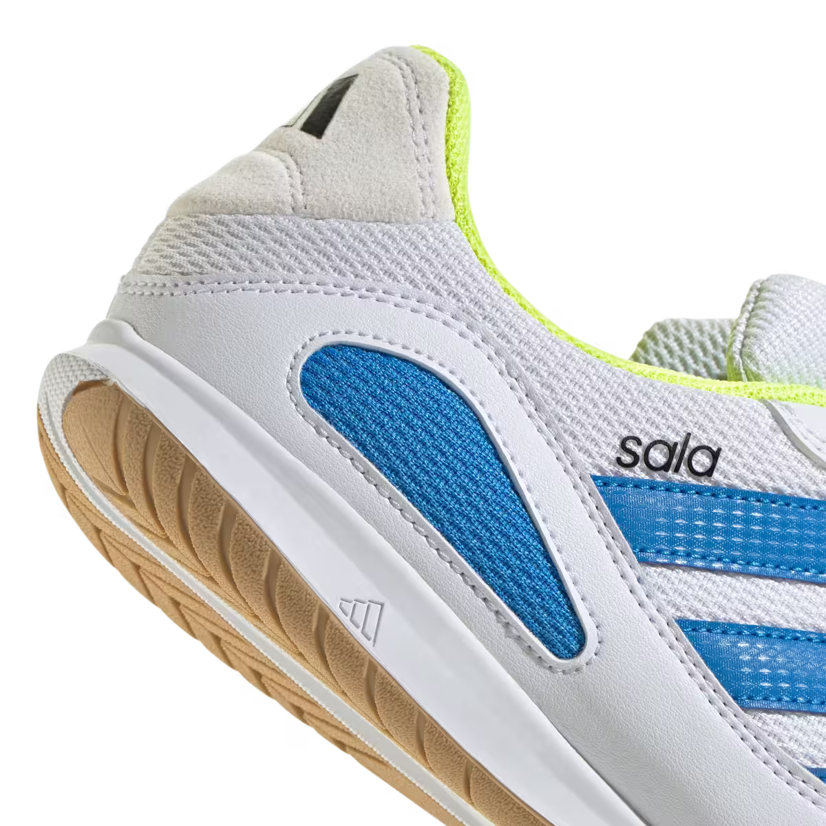 Adidas Hallenfußballschuhe Super Sala III, Cloud White / Lucid Ray Blue / Solar Yellow - machsport