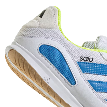 Adidas Hallenfußballschuhe Super Sala III, Cloud White / Lucid Ray Blue / Solar Yellow - machsport