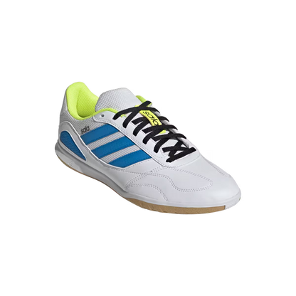 Adidas Hallenfußballschuhe Super Sala III, Cloud White / Lucid Ray Blue / Solar Yellow - machsport