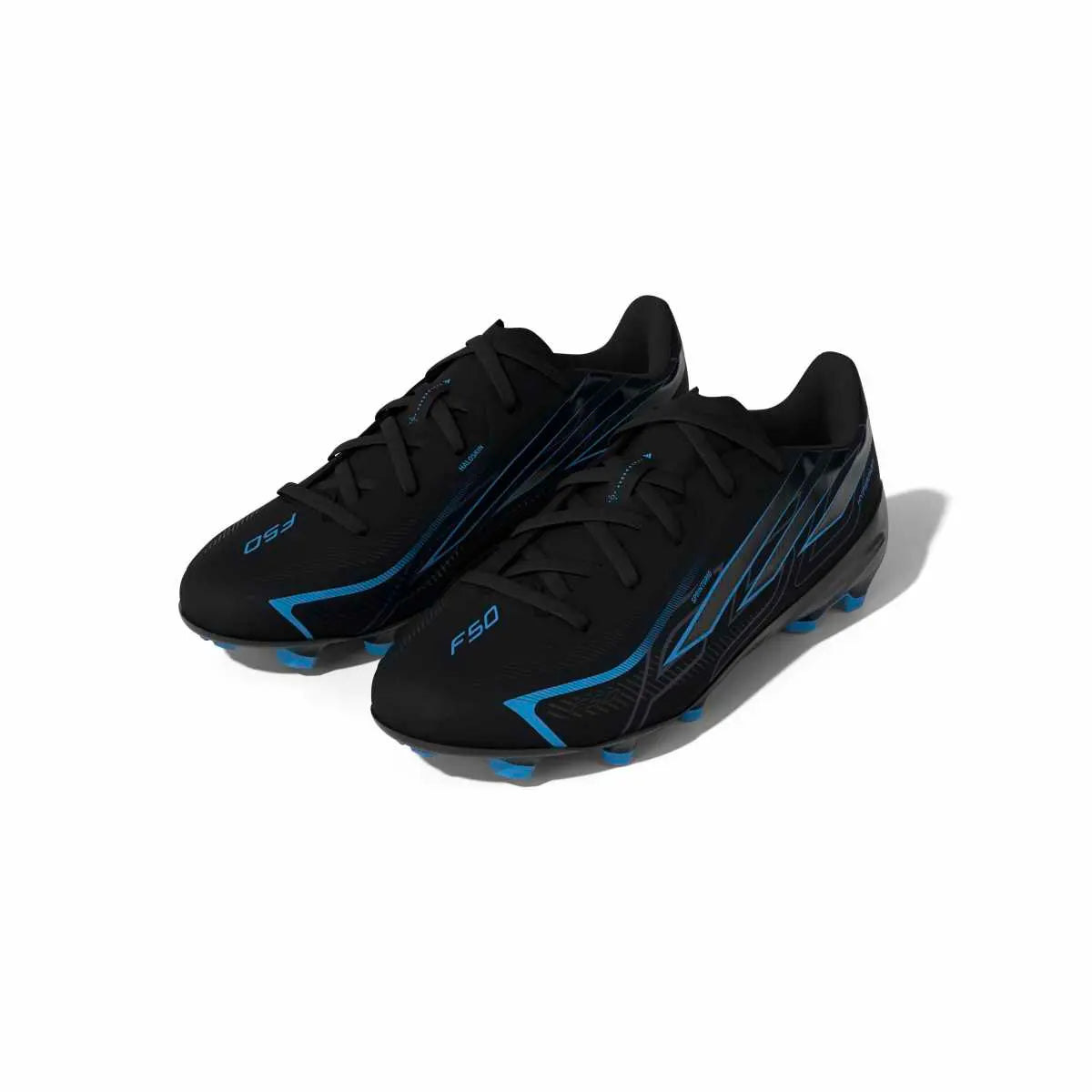 Adidas Kinderfußballschuhe F50 Hyperfast League FG, Core Black / Core Black / Lucid Ray Blue – Bild 