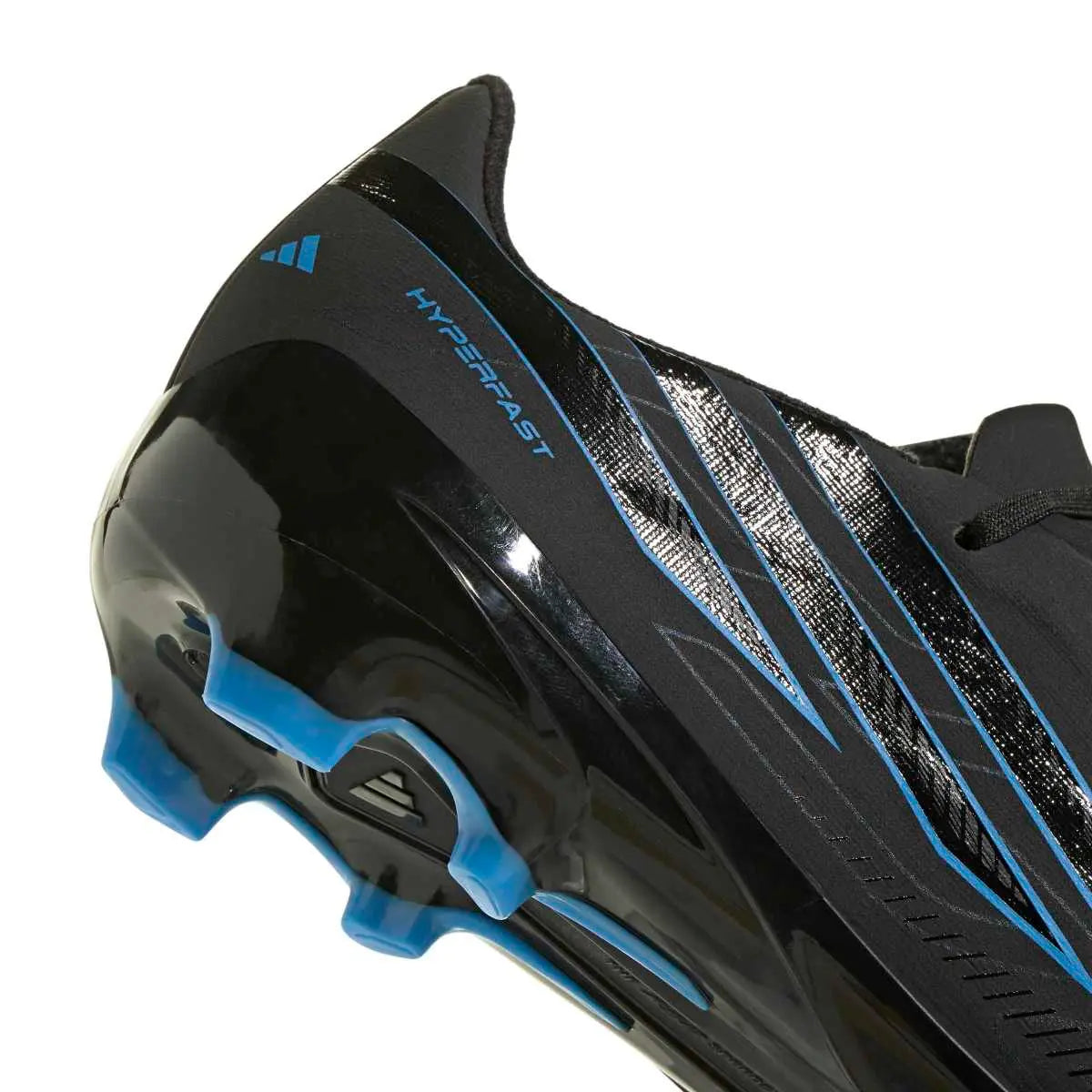 Adidas Kinderfußballschuhe F50 Hyperfast League FG, Core Black / Core Black / Lucid Ray Blue – Bild 