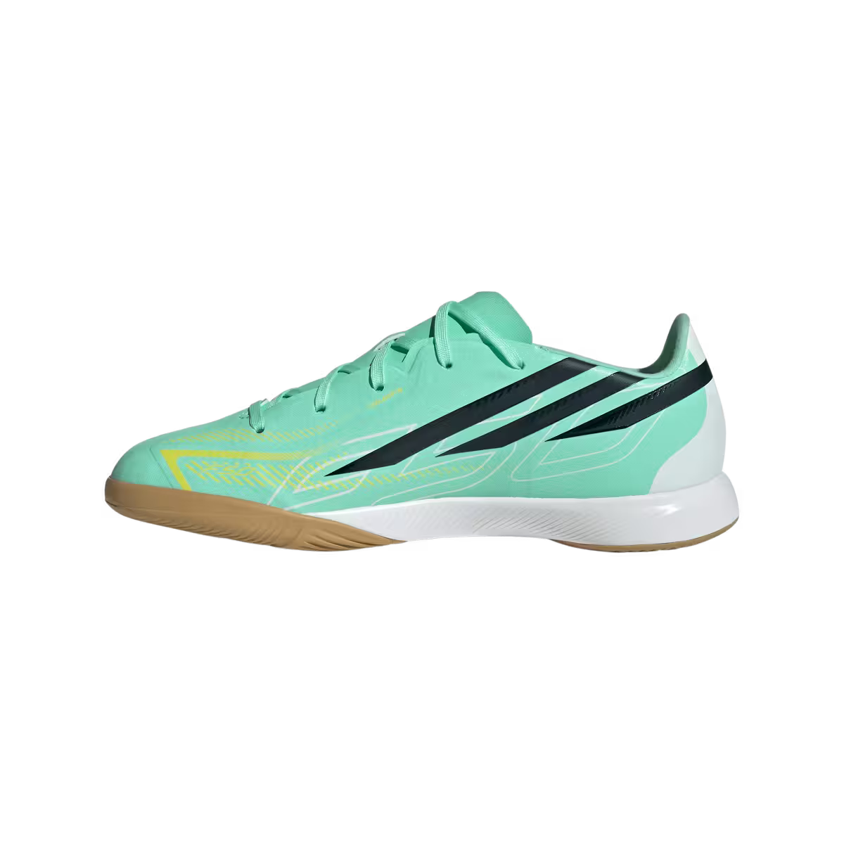Adidas Kinderhallenfußballschuhe F50 Hyperfast League, Pulse Mint / Night Navy / Solar Lemon – Bild 