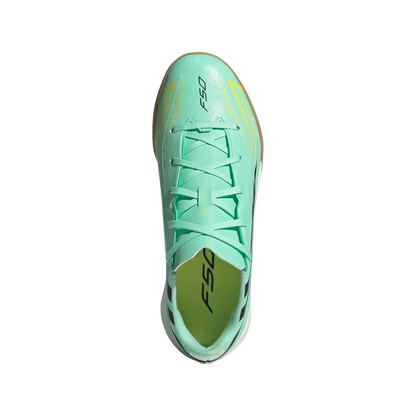Adidas Kinderhallenfußballschuhe F50 Hyperfast League, Pulse Mint / Night Navy / Solar Lemon