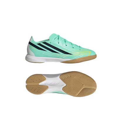 Adidas Kinderhallenfußballschuhe F50 Hyperfast League, Pulse Mint / Night Navy / Solar Lemon