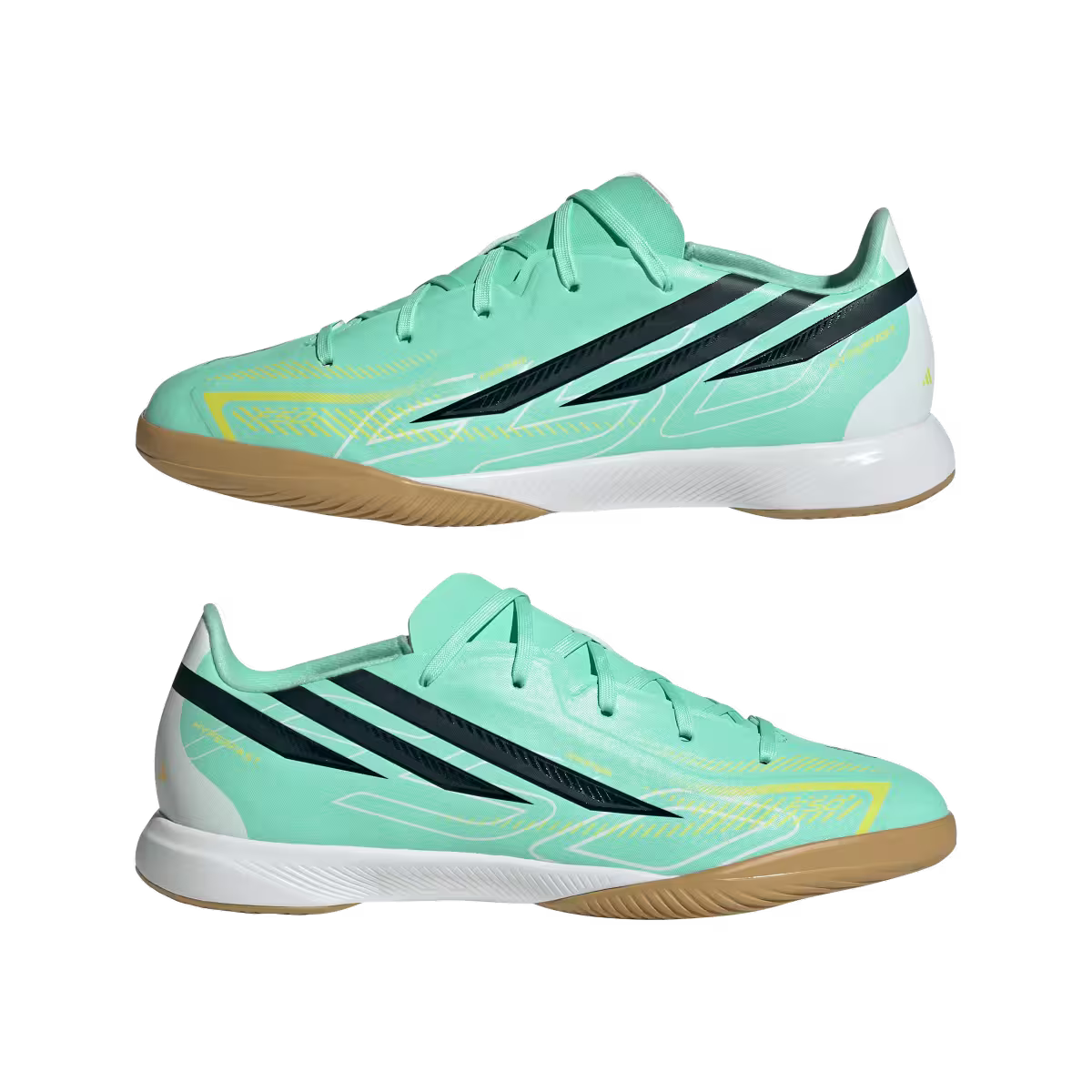 Adidas Kinderhallenfußballschuhe F50 Hyperfast League, Pulse Mint / Night Navy / Solar Lemon – Bild 