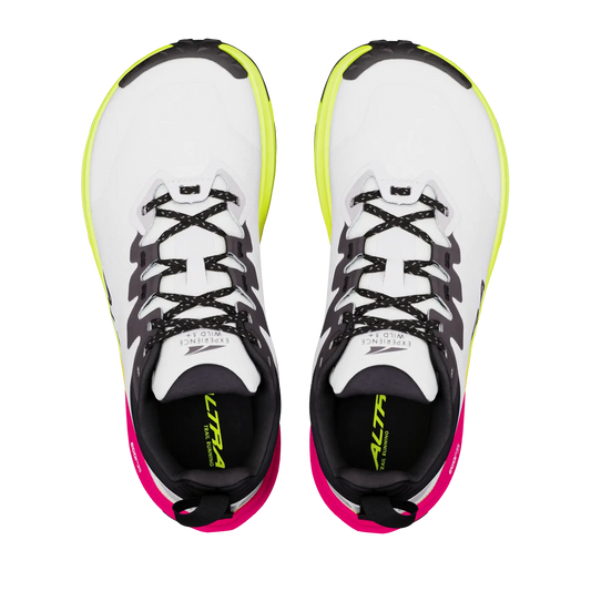Altra Damenlaufschuhe Experience Wild 3+,  Ice/Black/Safety Yellow – Rückansicht – weiß / 38