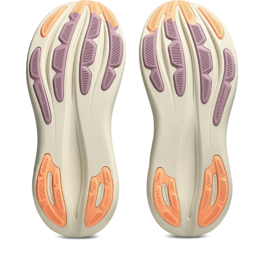 Asics Damenlaufschuhe Gel-Nimbus 28, Black/Taro Purple – Rückansicht – schwarz / 37,5